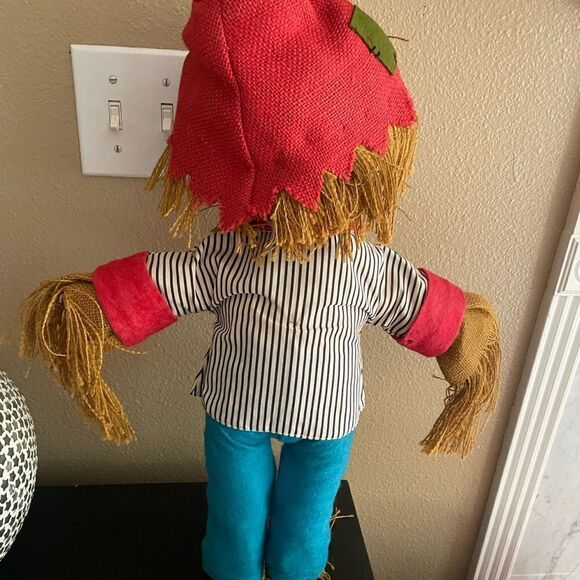 Vintage Handmade Fall Harvest Patchwork Scarecrow 20 inches tall - Picture 10 of 16